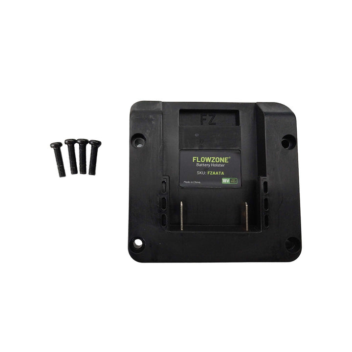 black flowzone quickswap adapter and four screws on white background