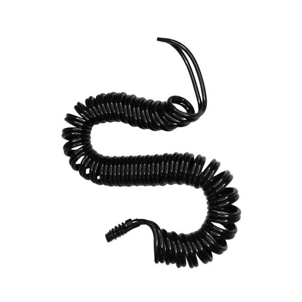 black twin-bonded injectosol tubing on white background