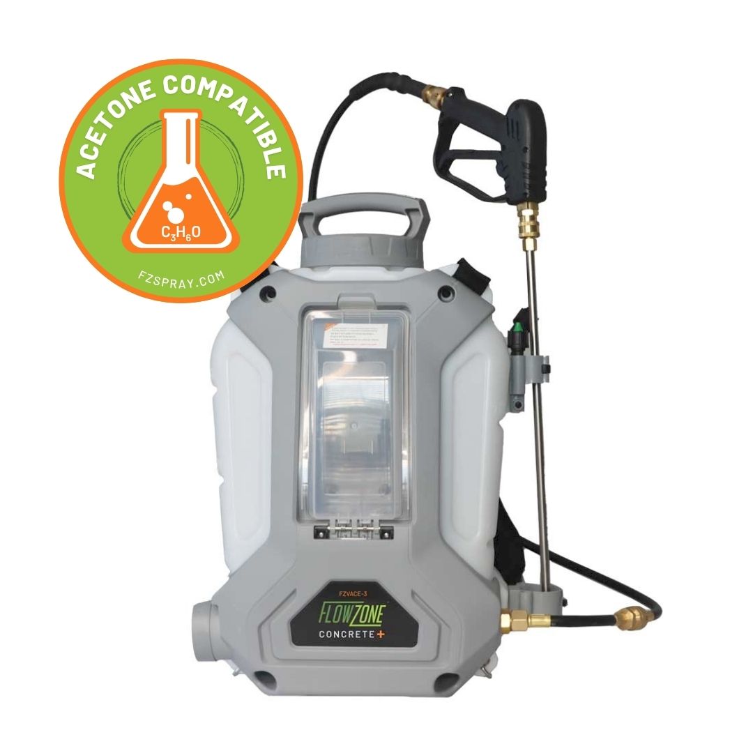 Concrete+ Typhoon 3 acetone-compatible sprayer on white background