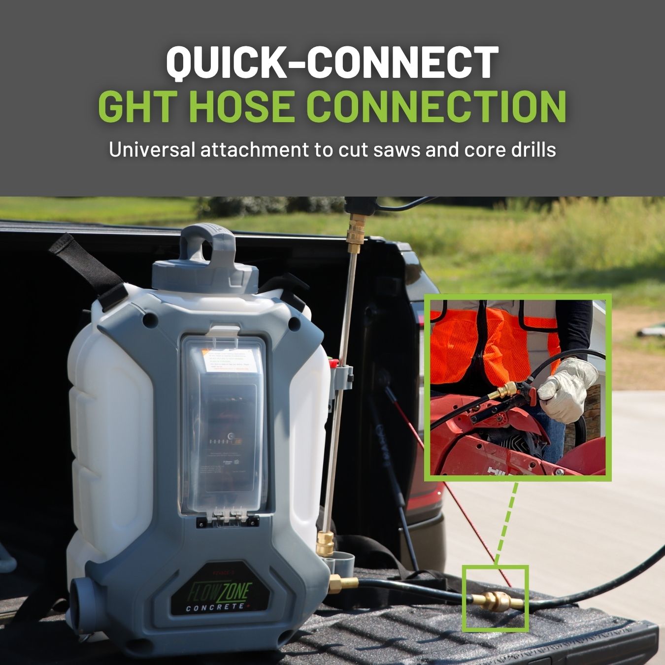 Concrete+ Typhoon 3 Variabele Druk Batterij Rugspuit (4 Gallon)